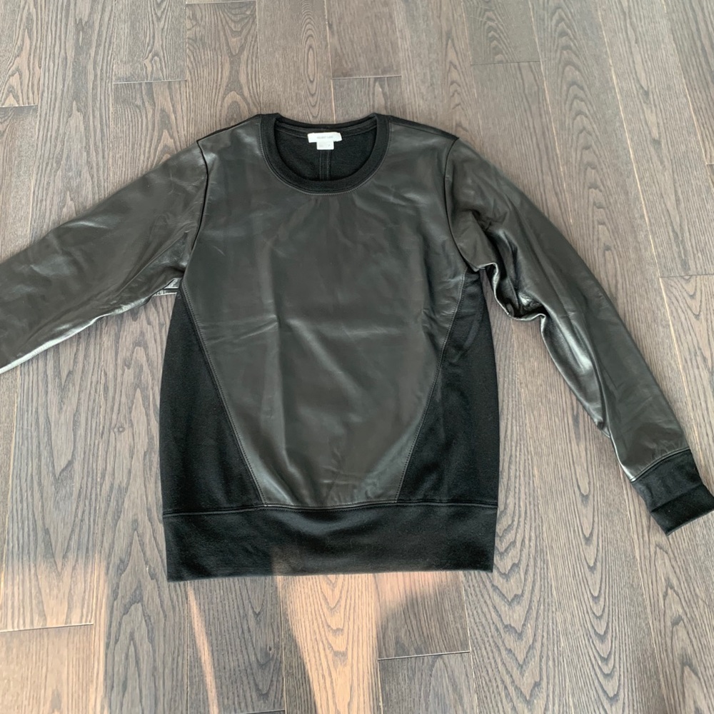 Helmut Lang Lamb Leather and Wool Sweatshirt